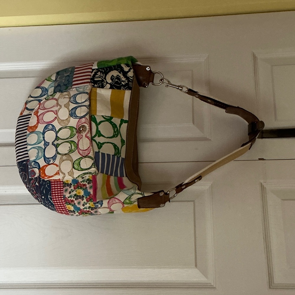 Multicolor Patchwork Hobo Shoulder Bag - Canvas &… - image 1